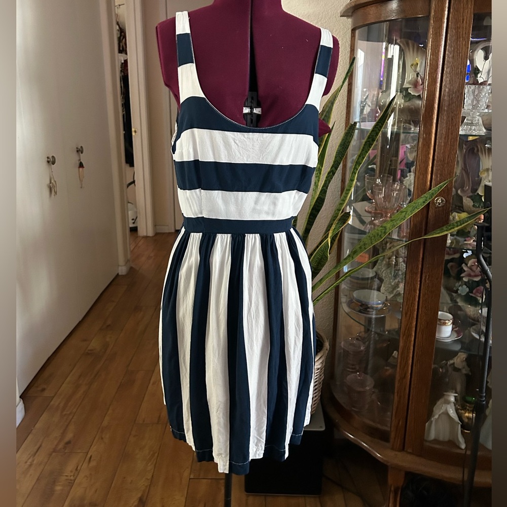 Abercrombie & Fitch Navy Blue & White Stripe Sundress - Picture 2 of 4